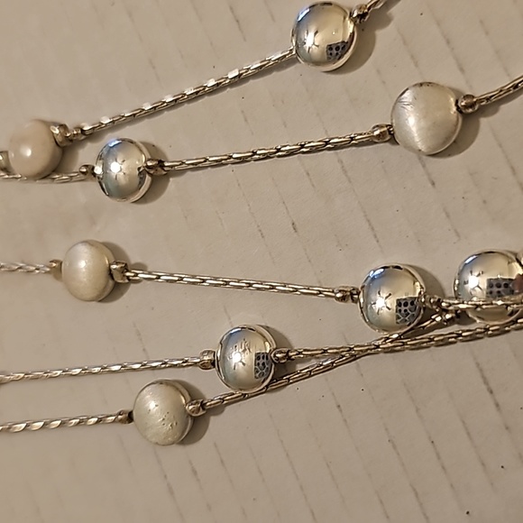 Sterling silver, 5-strand, beaded necklace - Picture 3 of 3